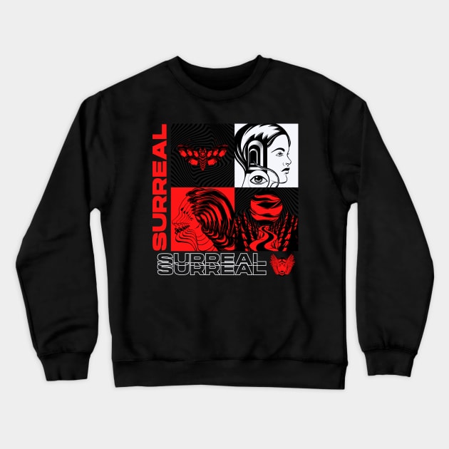 Surreal - Techno Music - Techno Merch Crewneck Sweatshirt by THE RAVERSBRAND